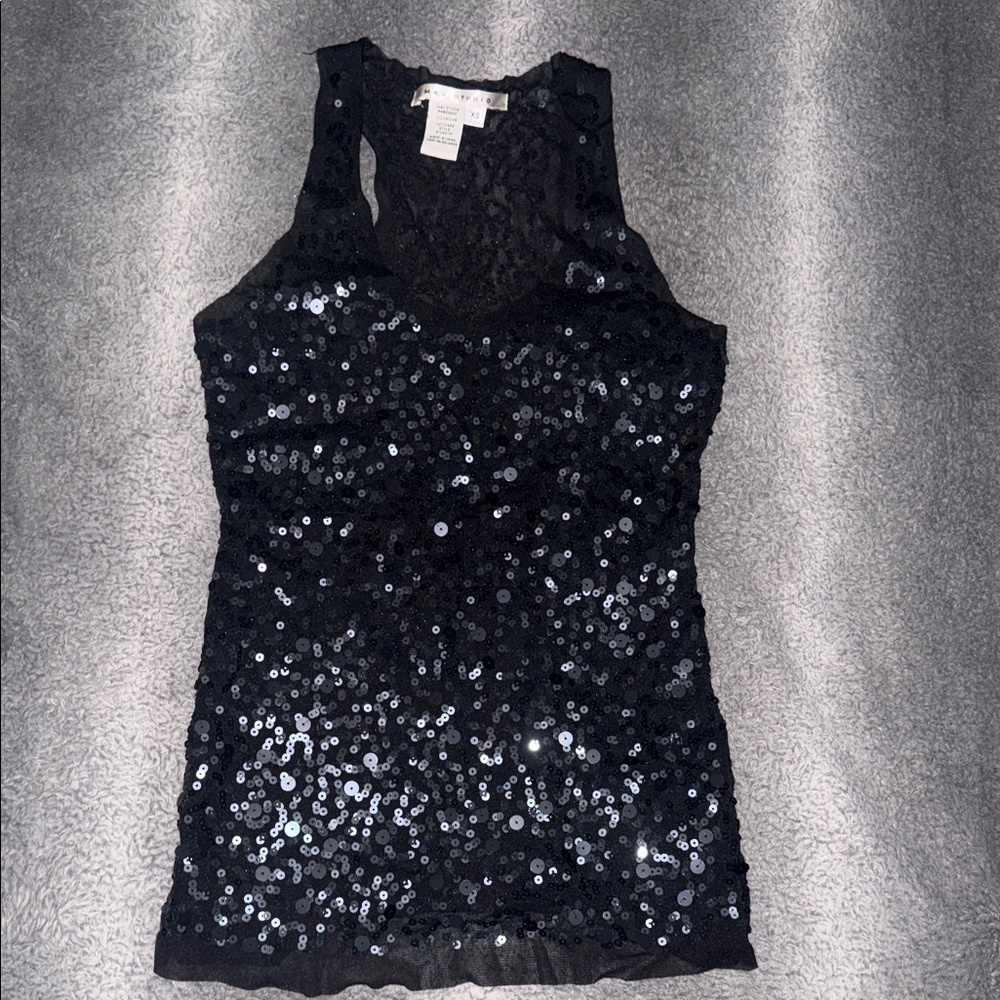 Max Studio Black Sequin Tank Top